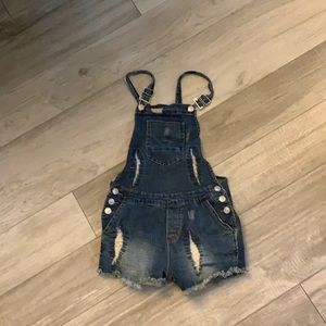 Hudson purposely distressed overalls for girls or petite woman